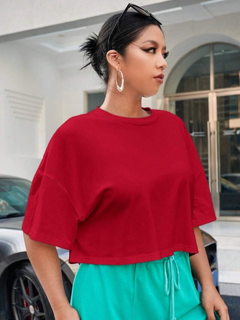 Plus Size Solid Color Round Neck Short Sleeve