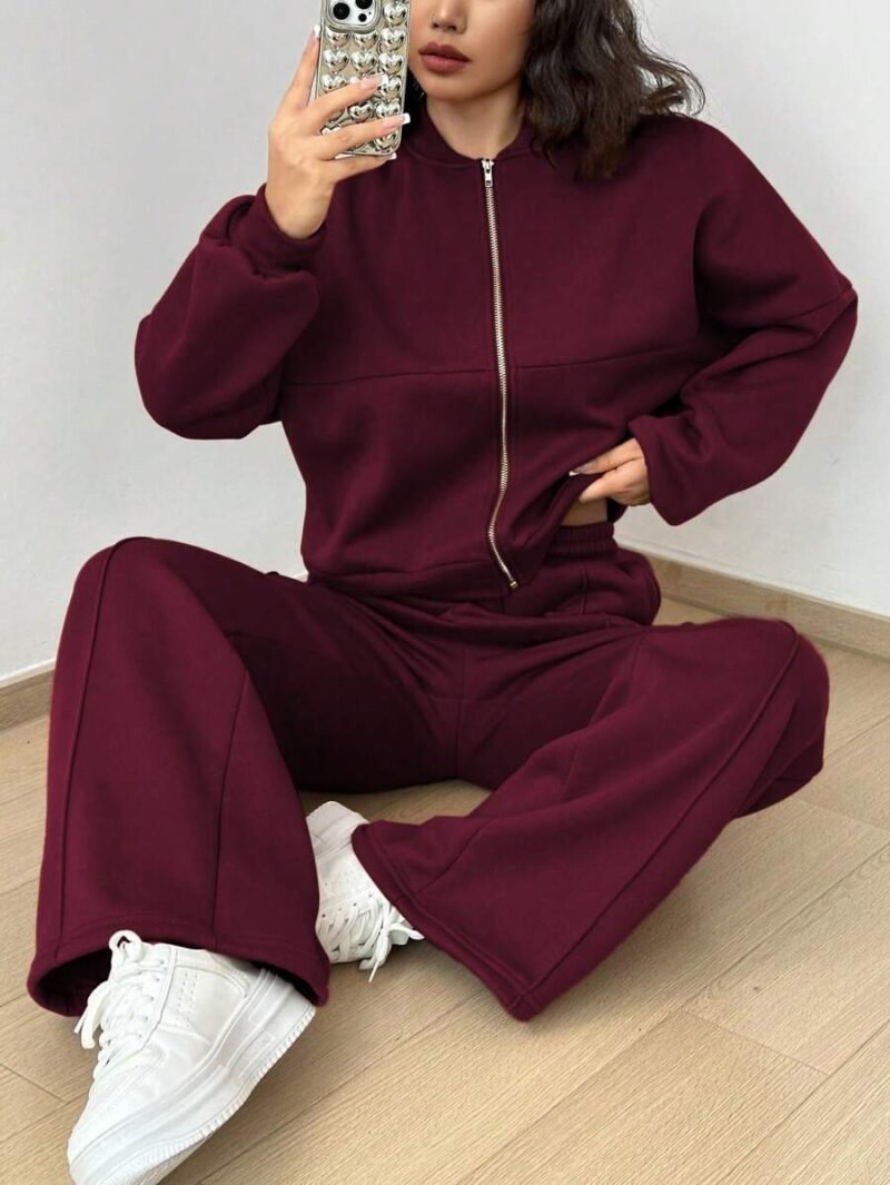 Camouflage Maple Leaf Print Zipper Sweatshirt & Pants
