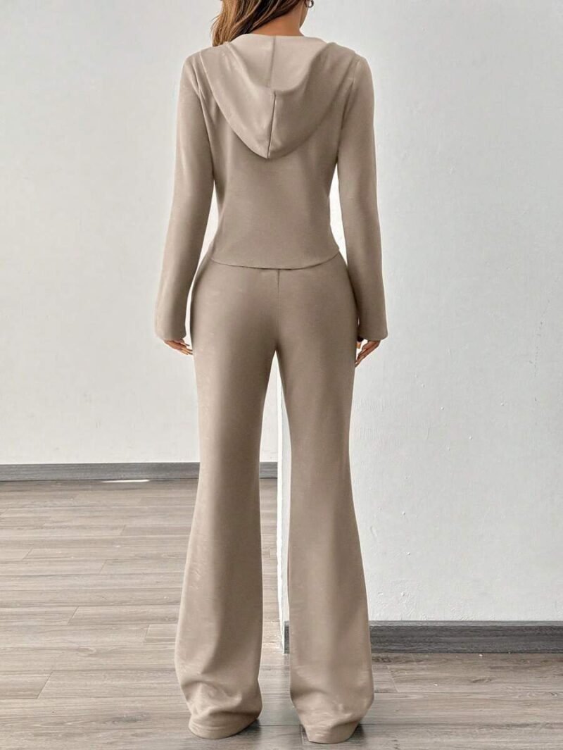 Casual Sports Sweatsuit Hoodie Jacket And Wide Leg Pants