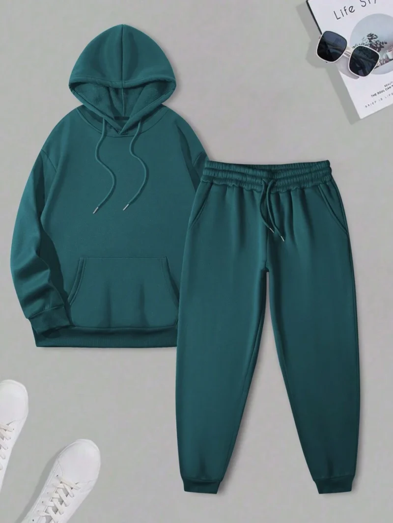 Drawstring Hooded Sweatshirt And Sweatpants