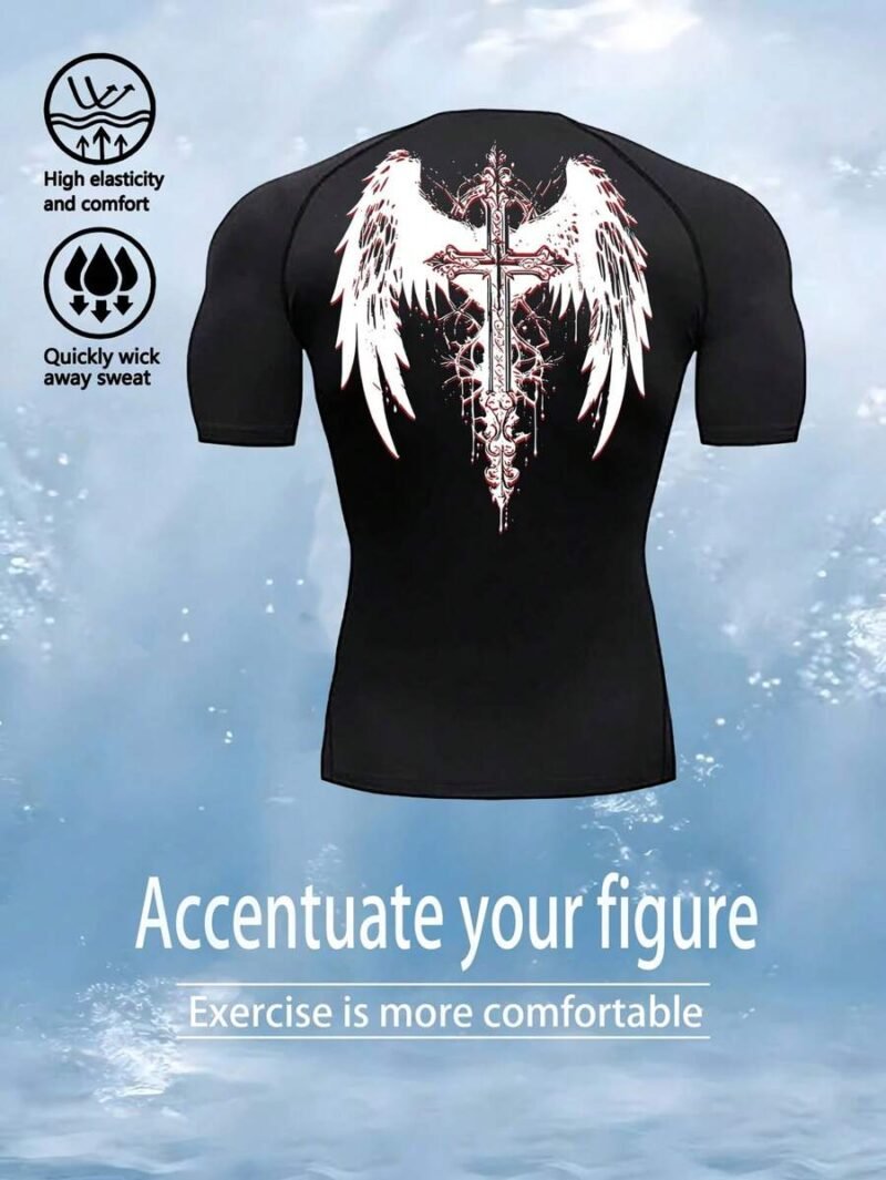 Cross Print Compression Tight Fit