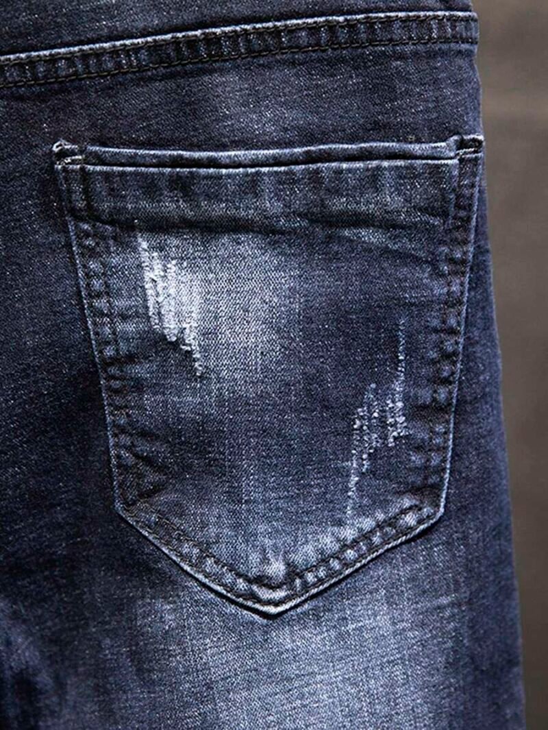Casual Elastic Denim Jeans With Pockets