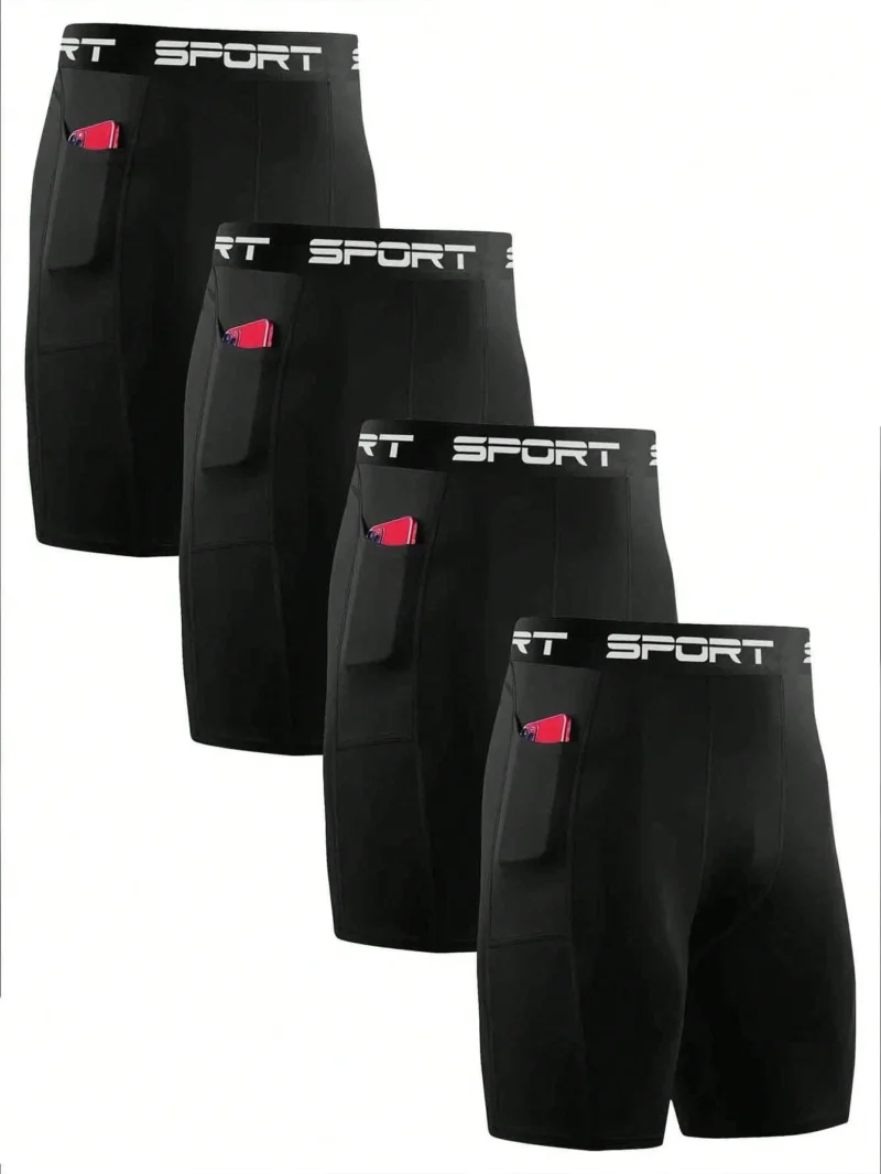Fitness Shorts With Pockets Letter Print Athletic