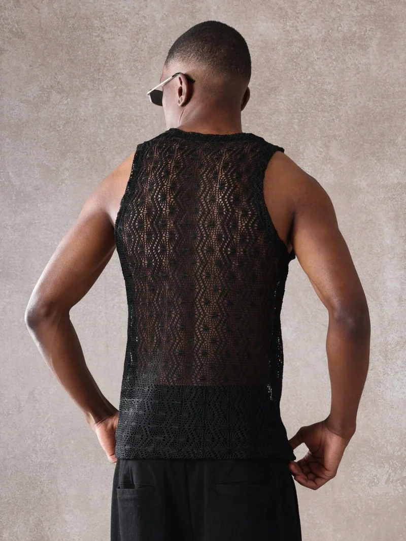 Open Knit Tank Top Summer Sleeveless