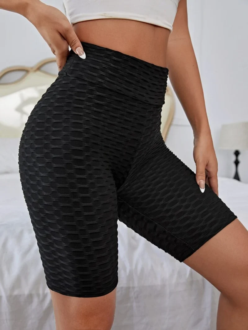 Honeycomb Textured Scrunch Butt Biker Shorts