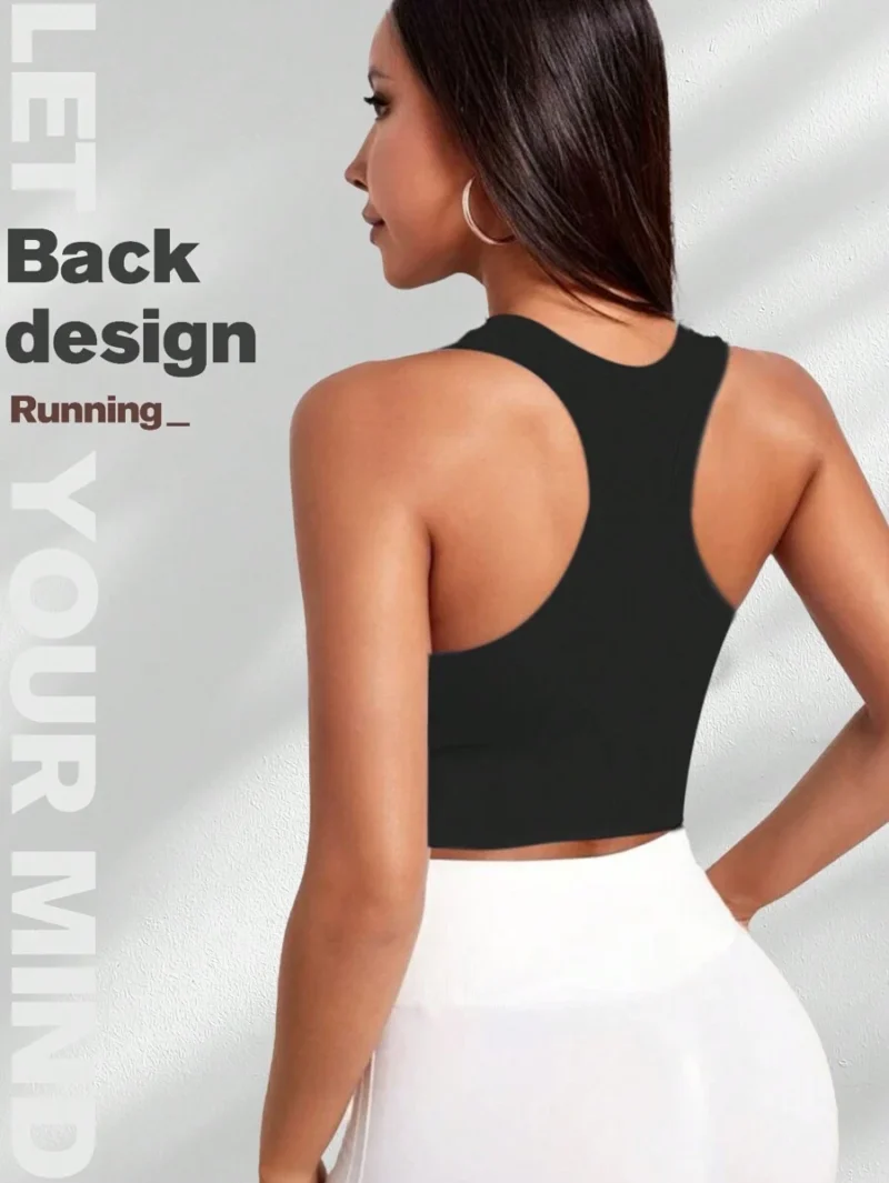 Solid Ribbed Knit Yoga Sports Bra
