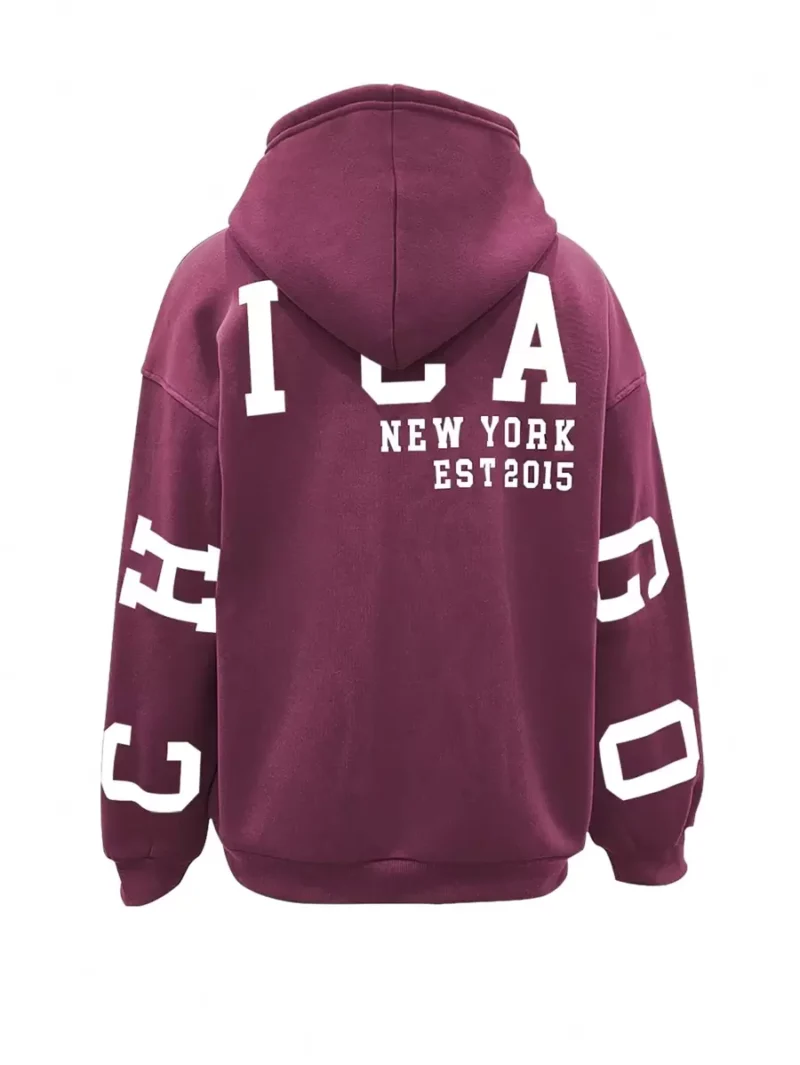Letter Print Long Sleeve Hooded Sweatshirt