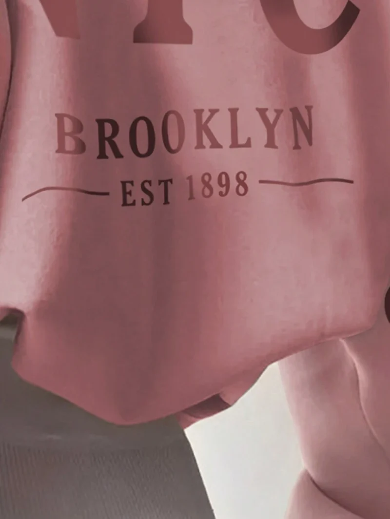 Long Sleeve Letter Print Simple Hooded Casual