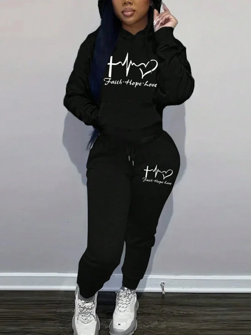 Slogan Graphic Kangaroo Pocket Drawstring