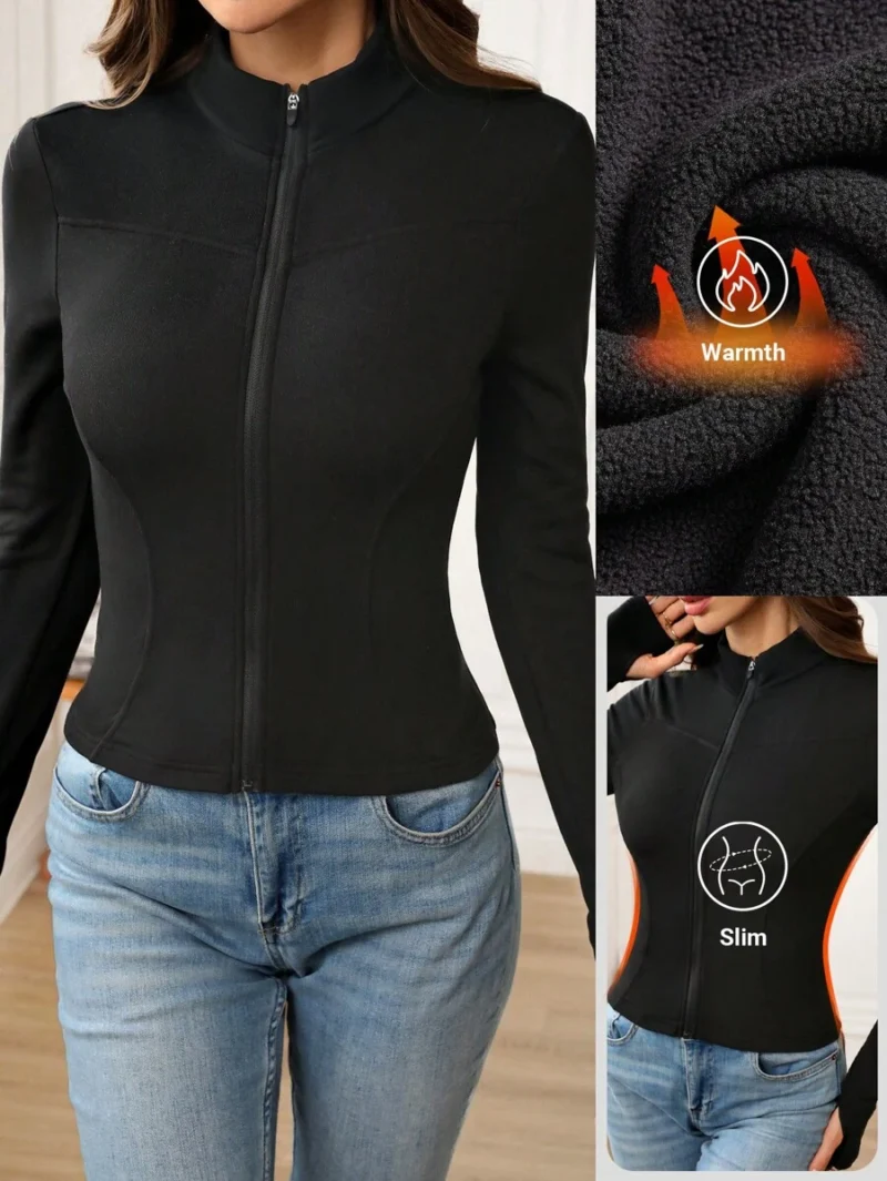 Fleece Fitted Tight Yoga Jacket