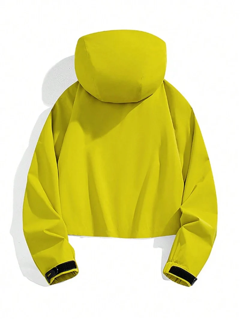 Windbreaker Jacket Lightweight Hooded and Multi Pocket Zipper Closure