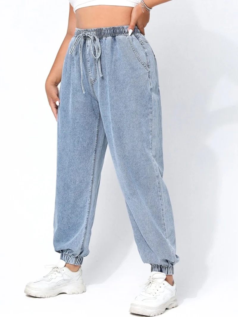 Plus Drawstring Waist Jogger Jeans