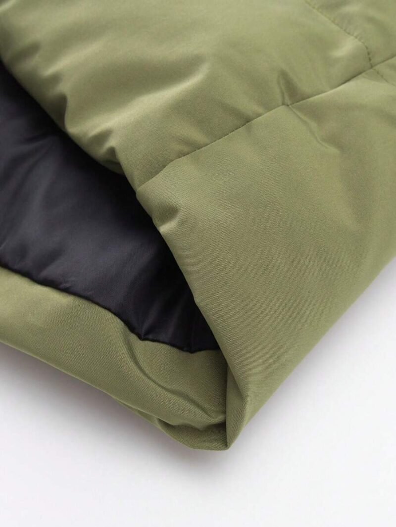 Casual Color Block Letter Print Hooded Padded