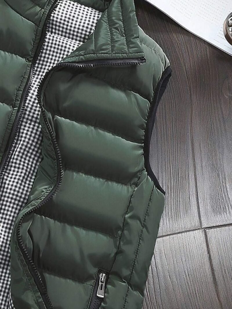 Slant Pocket Zip Up Vest Padded