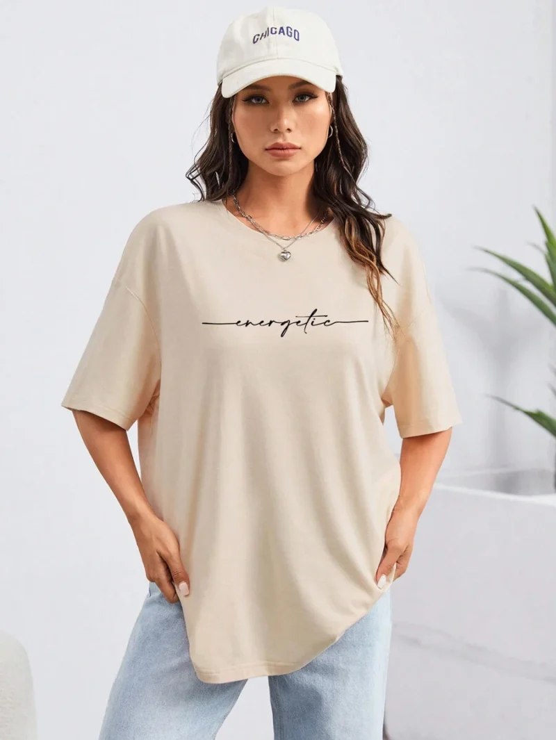Casual Oversized Women's T Shirt With Letter Printing