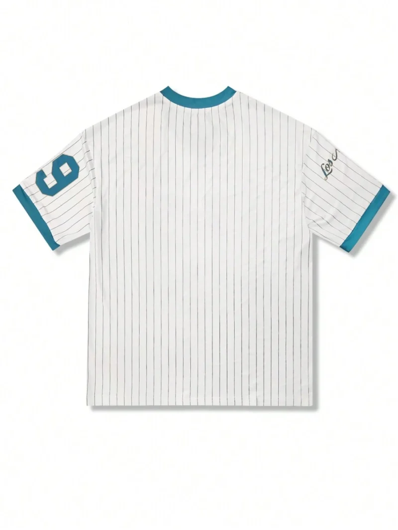 Numeric & Letter Print V Neck Short Sleeve