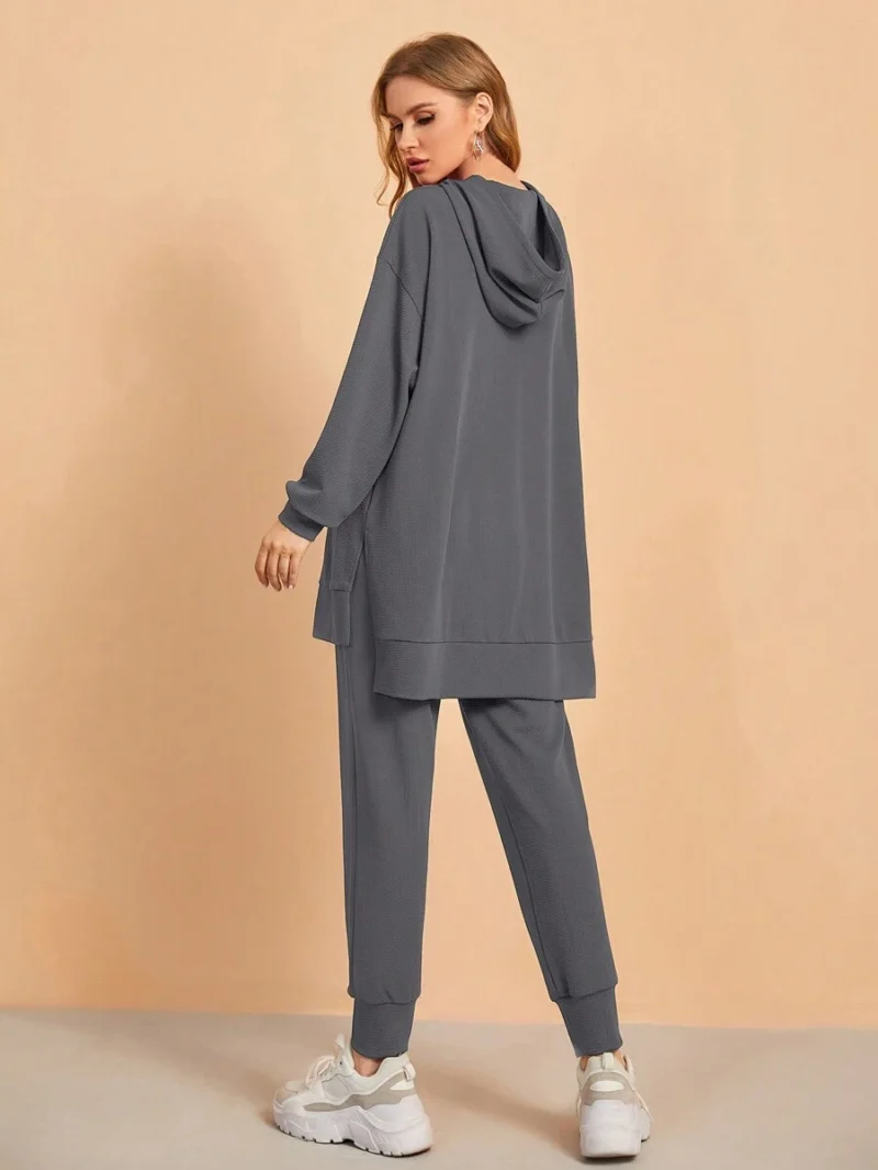 Drop Shoulder Drawstring Hoodie & Sweatpants