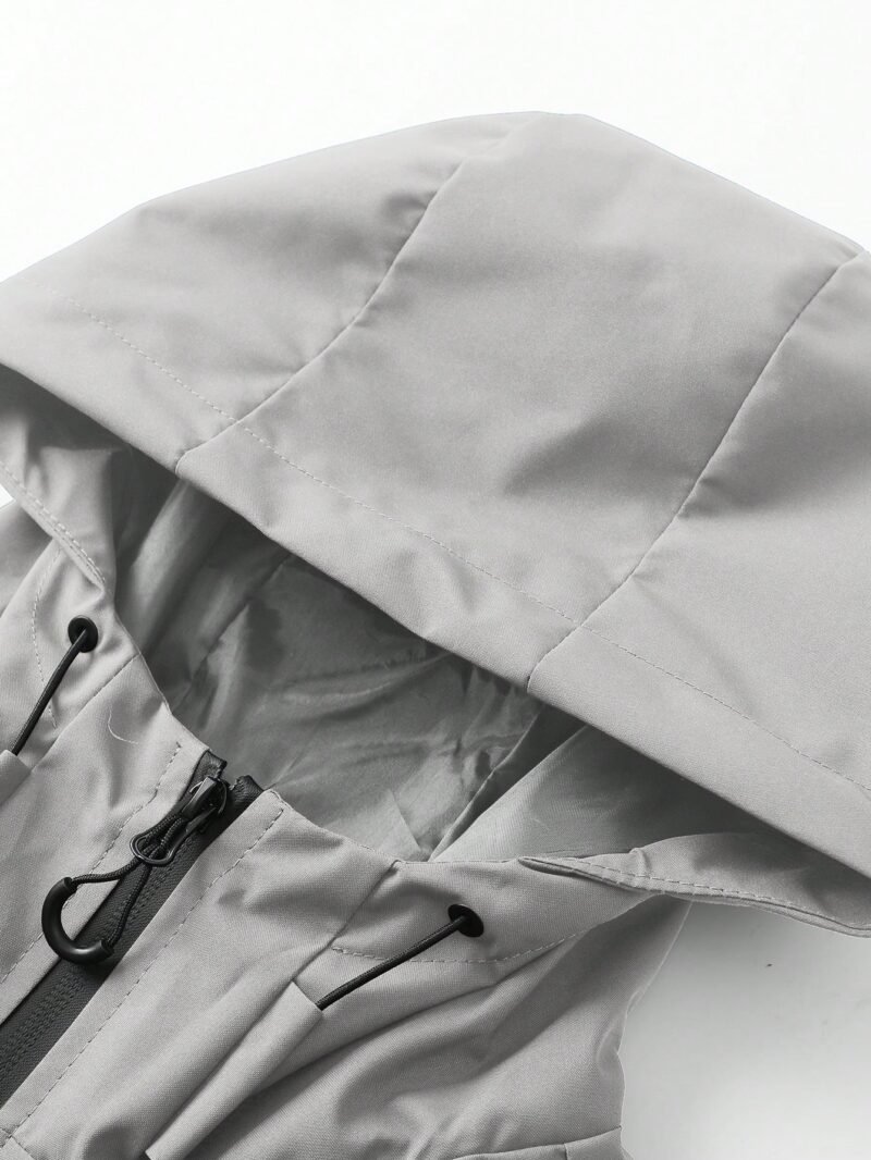 Hooded Drawstring Soft Shell Windbreaker Jacket