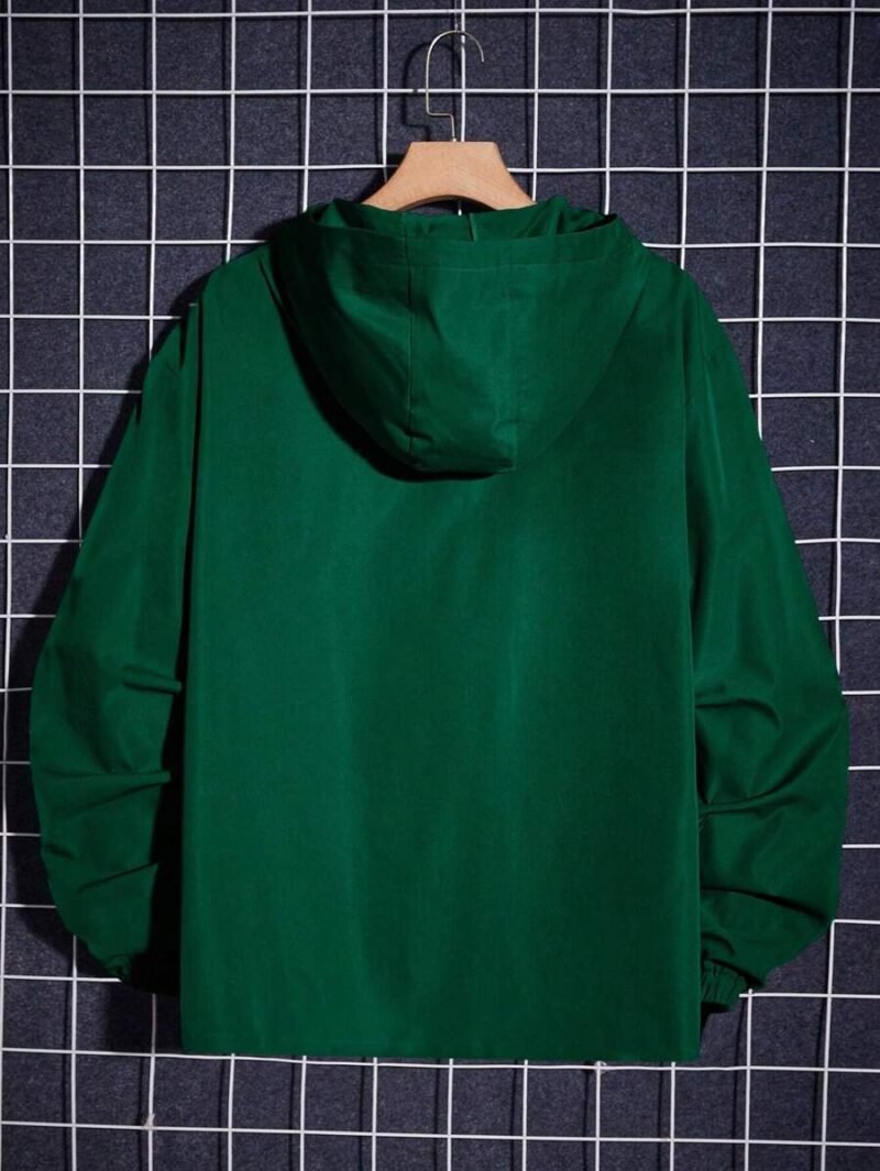 Letter Patched Half Button Hooded wind breaker Jacket