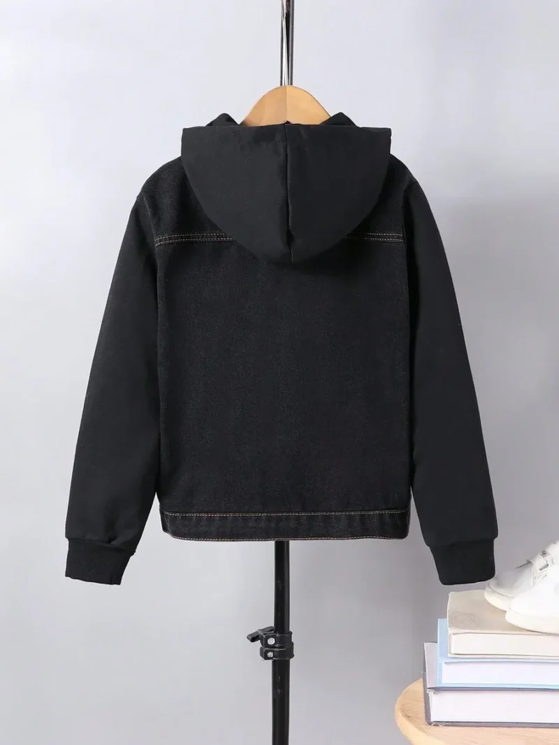 Casual Fashion Hoodie Patchwork Denim Jacket