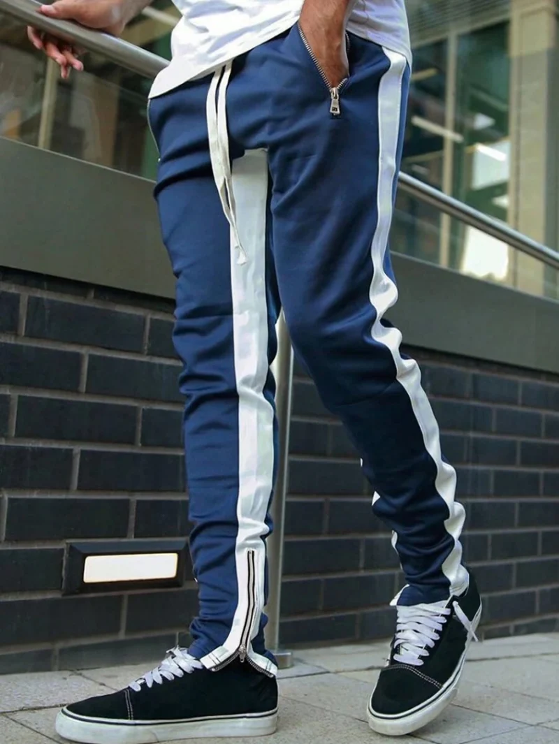 Zip Hem Drawstring Waist Sports Pants