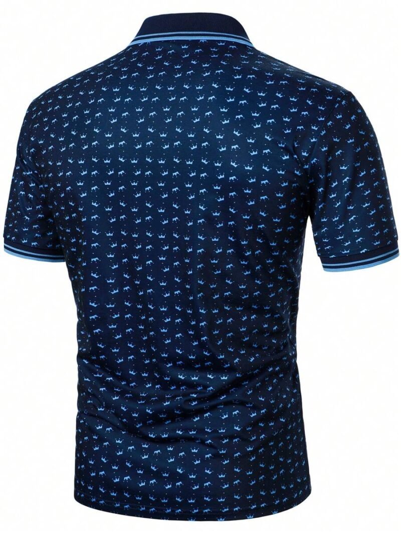 Crown Printed Short Sleeve Collar Business Casual