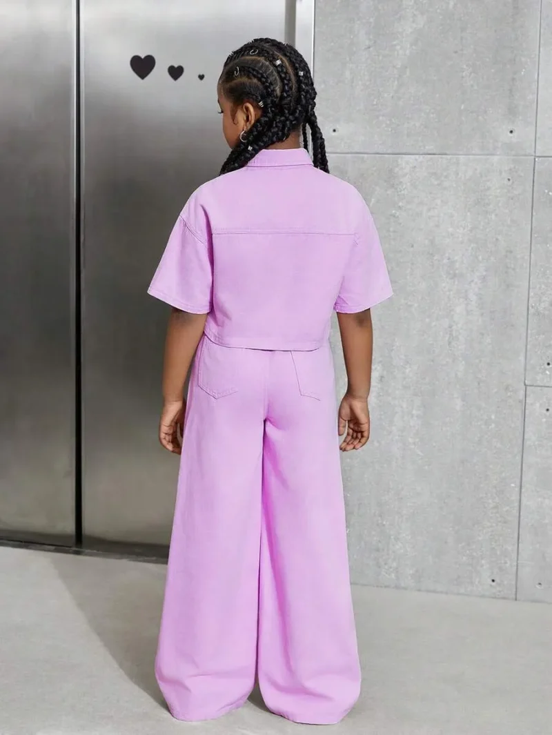 Elastic Waist Casual Pleated Wide Leg Jeans Pants