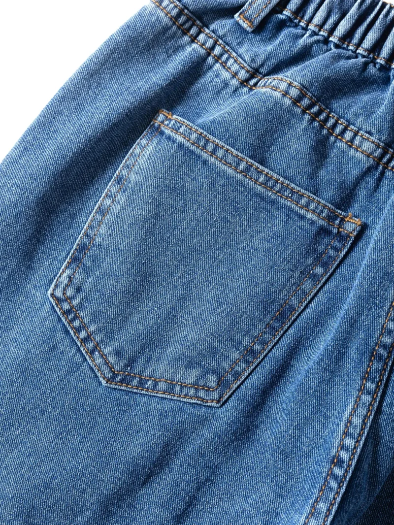 High Waist Multiple Pockets Blue Cargo Denim Jeans