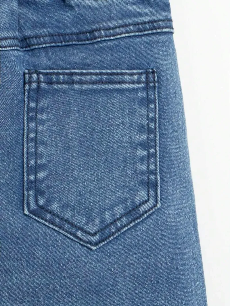 Street Casual Elastic Waist Cargo Baggy Jeans