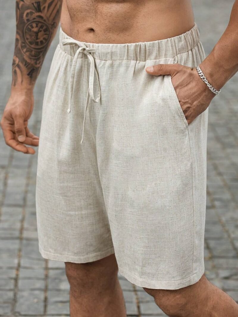 Plus Size Solid Color Drawstring Shorts With Pockets
