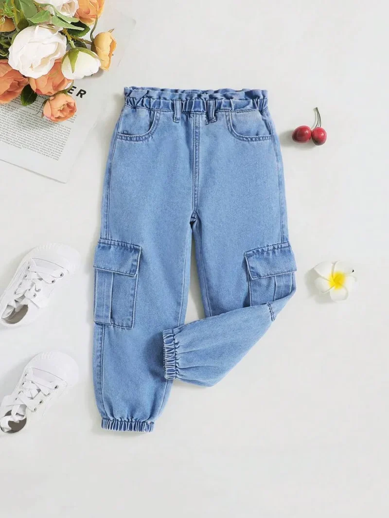 Workwear Street Style Denim Jogger Jeans Pants
