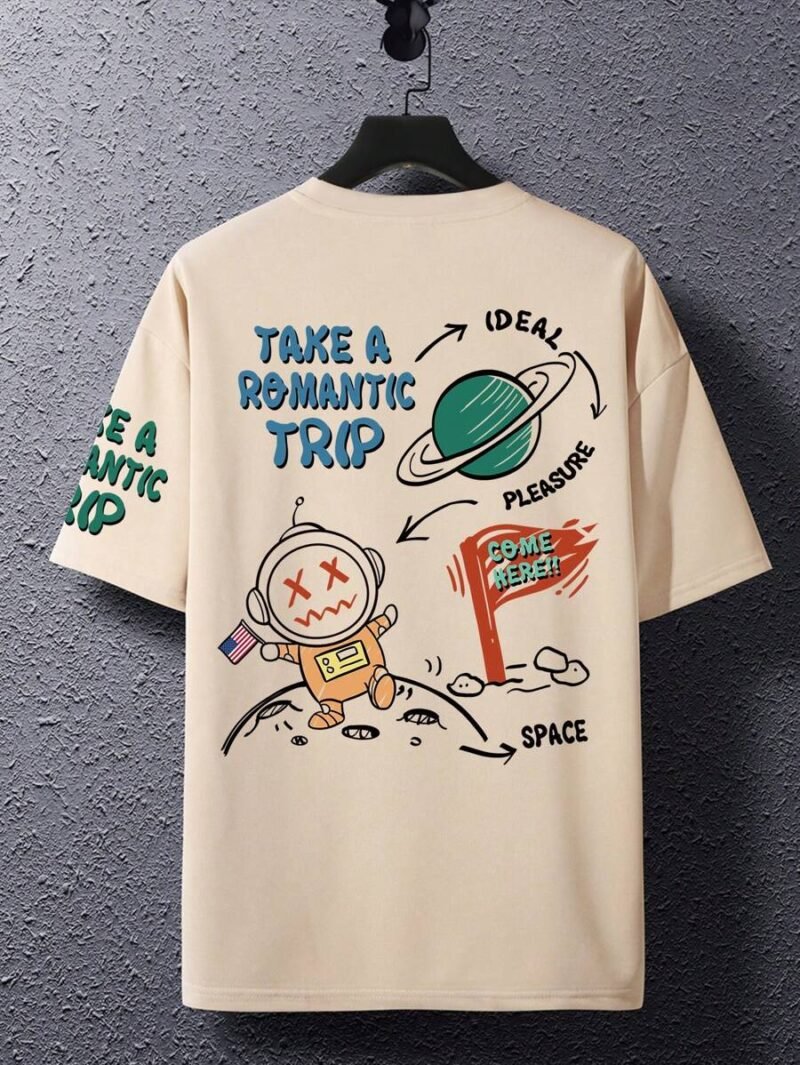 Cartoon Slogan Printed Drop Shoulder