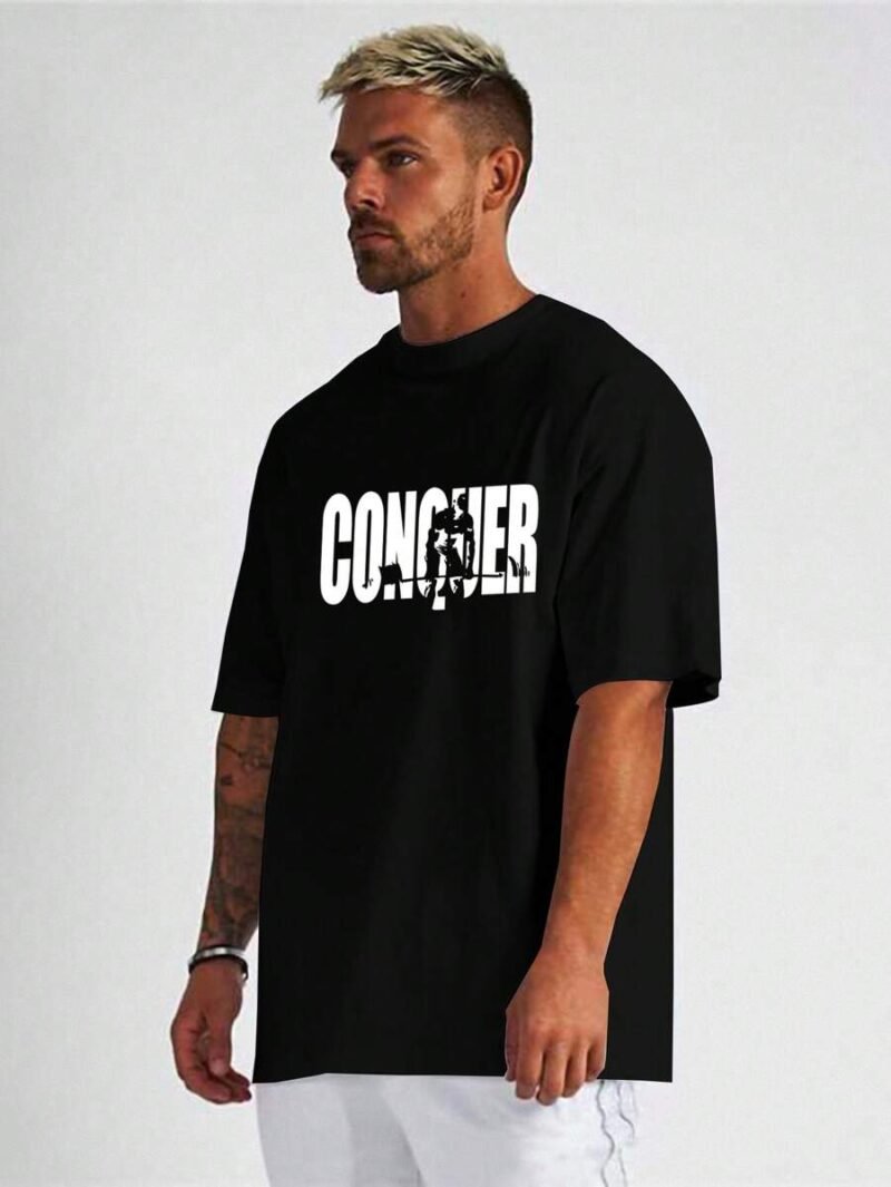 Contrast Color Letter Print Crew Neck
