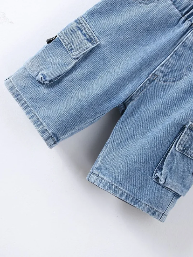 Flap Pocket Side Denim Shorts