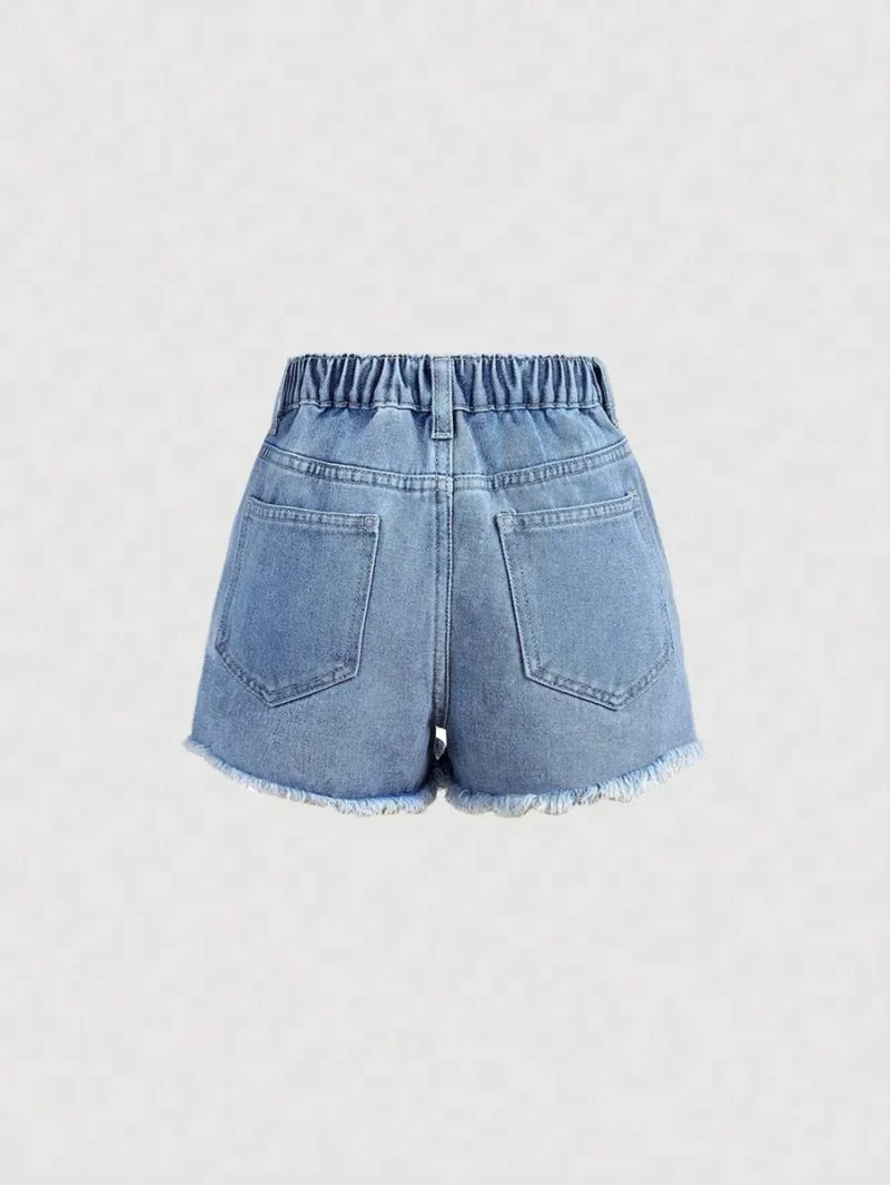 Patched Faded Frayed Denim Jeans Shorts