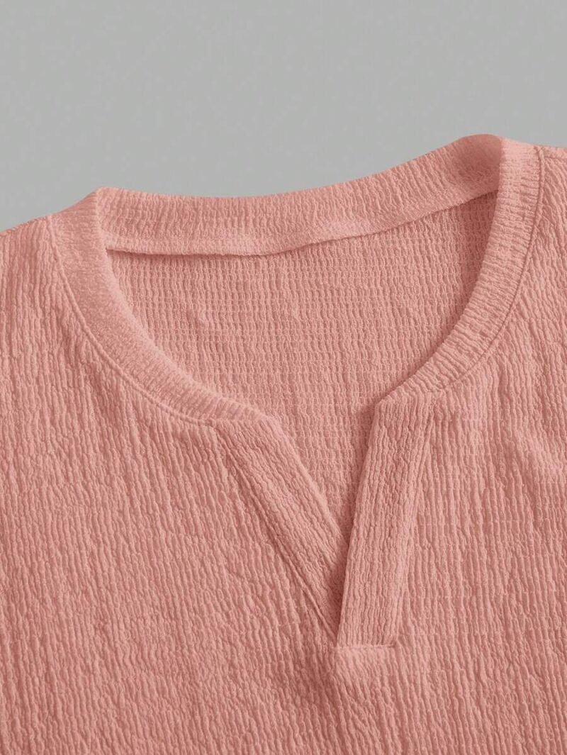 Solid Color Simple V Neck Short Sleeve T Shirt