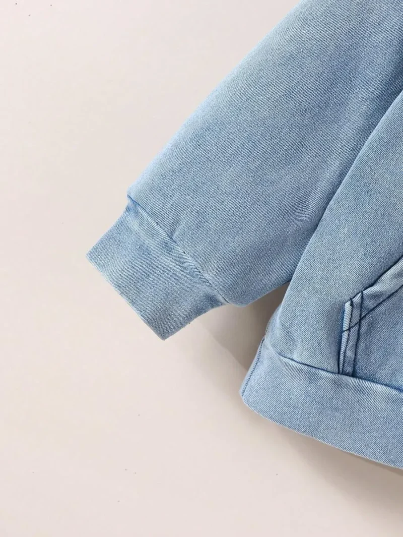 Thermal Lined Casual Fashion Denim Pullover Sweatshirt