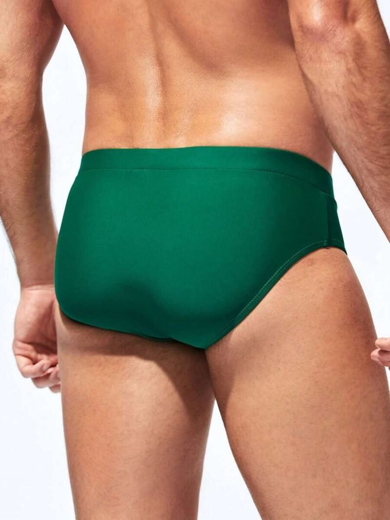 Plain Elastic Waist Swimming Trunks Briefs