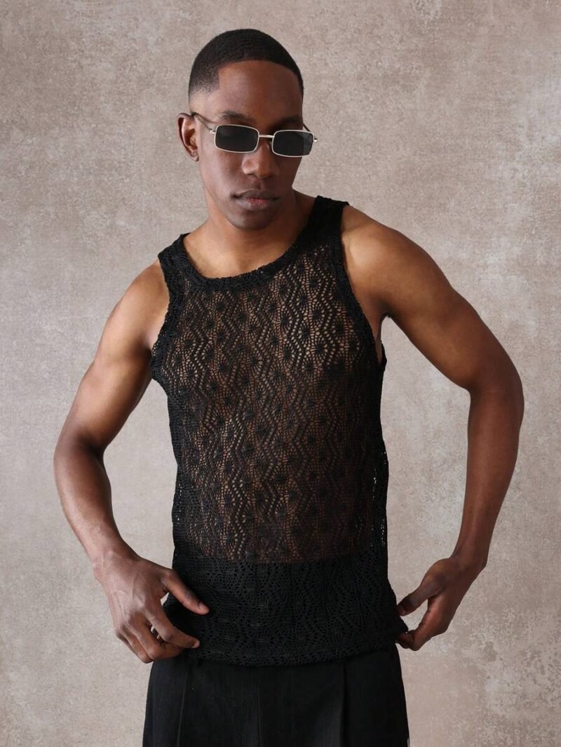 Open Knit Tank Top Summer Sleeveless