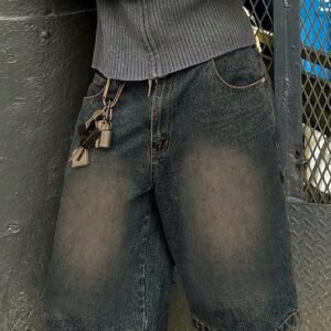 Loose Fit Wide Leg Casual Denim Shorts