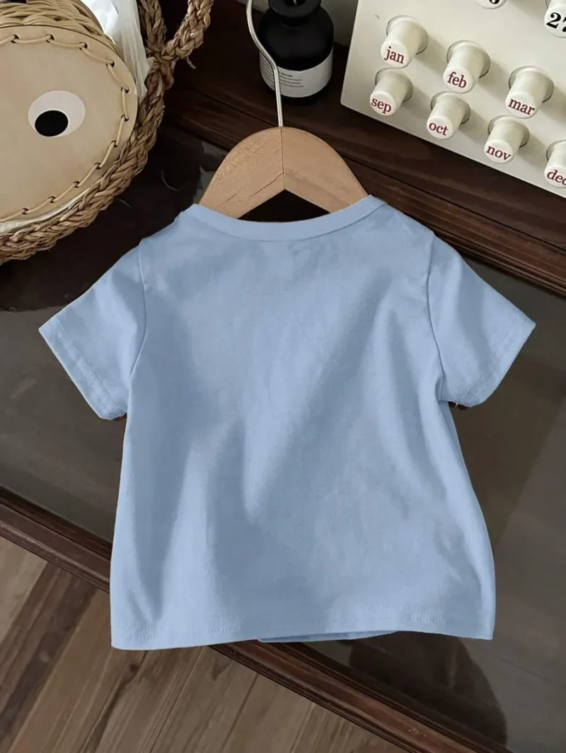 Casual Minimalist Cartoon Smiling Print Short Sleeve Top
