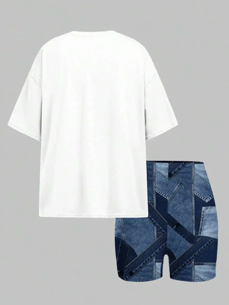 Heart Print Casual Simple Short Sleeve Loose T Shirt