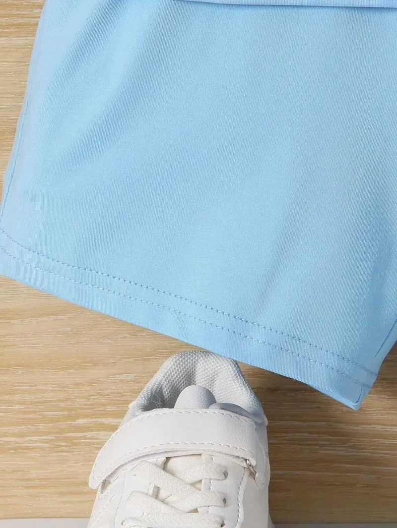 Letter Embossed Tee & Shorts Set