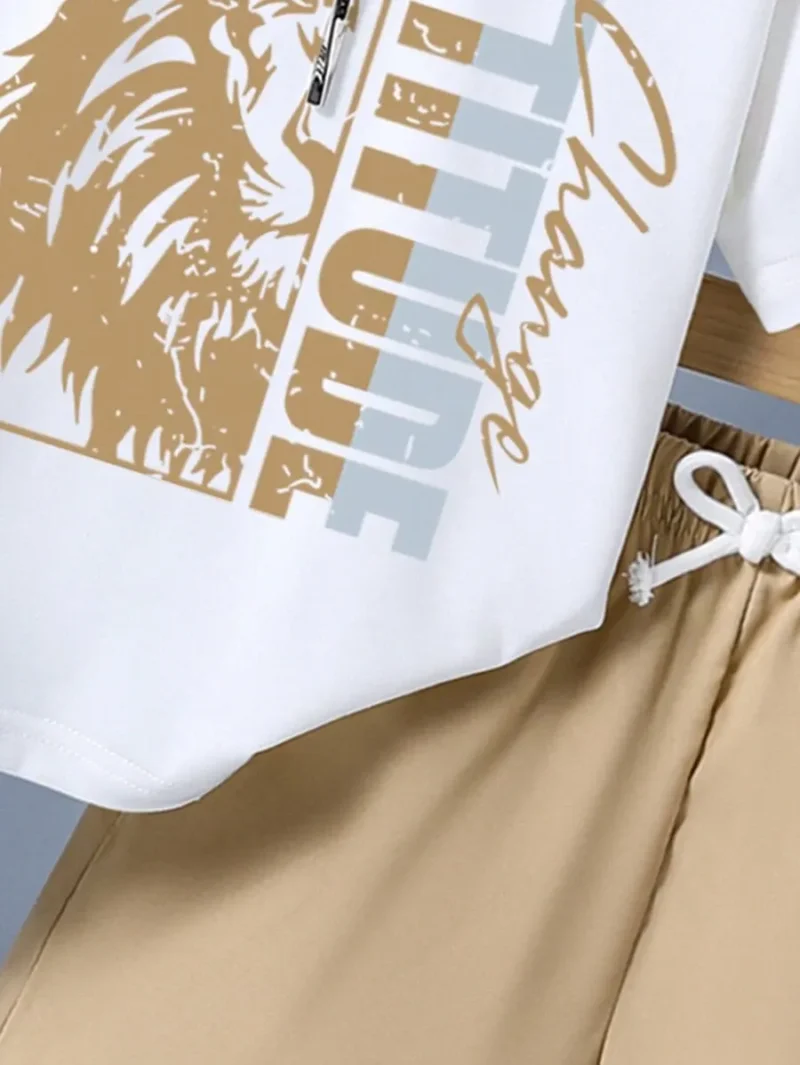 Letter Print Short Sleeve T Shirt And Shorts
