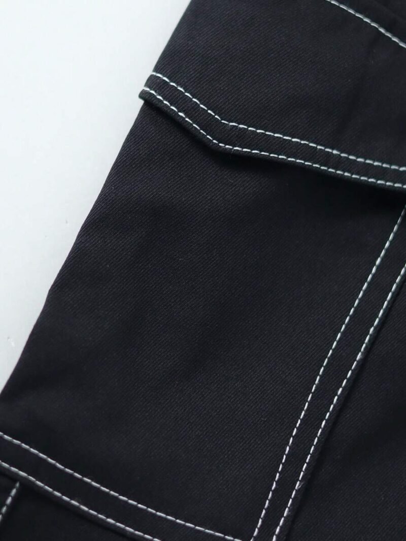 Casual Minimalist Denim Effect Cargo Pants