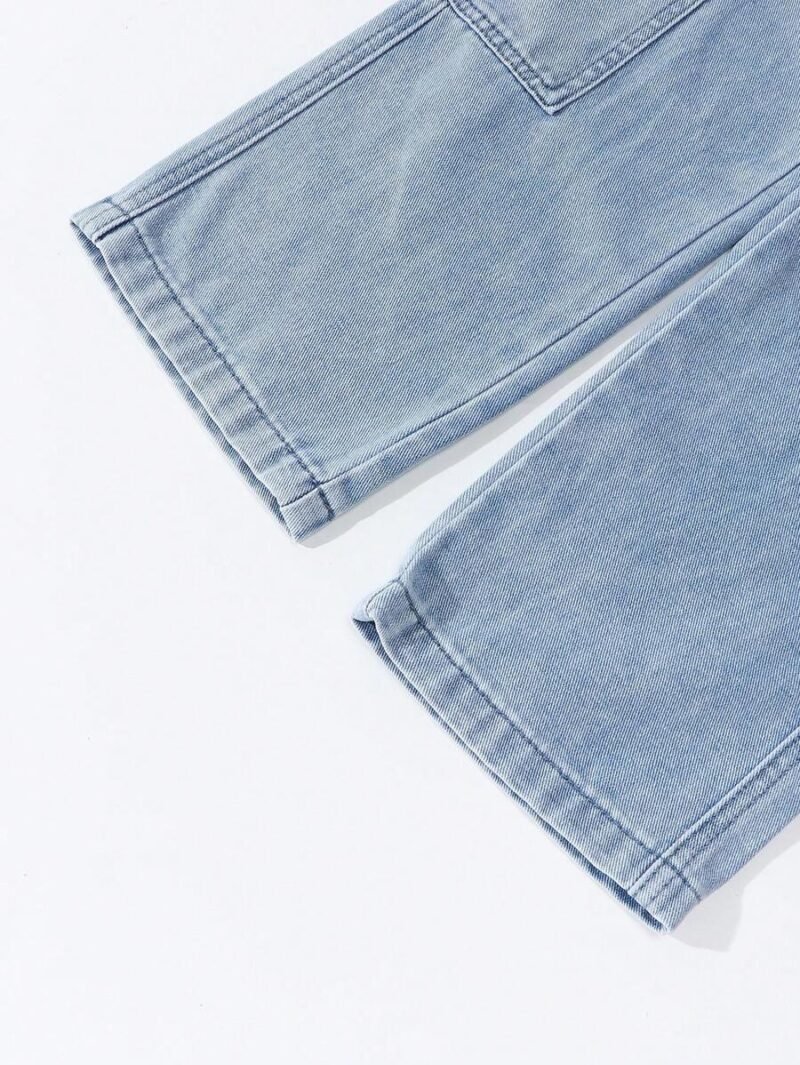 Oversized Multi Pocket Washed Light Blue Cargo Jeans