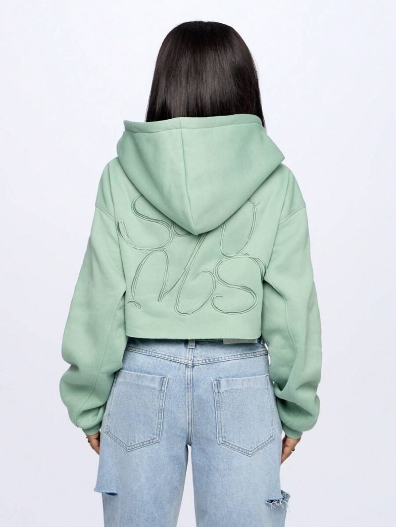 Cropped Hoodie Pullover Long Sleeve Loose Fit