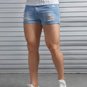 Ripped Frayed Roll Hem Denim Shorts