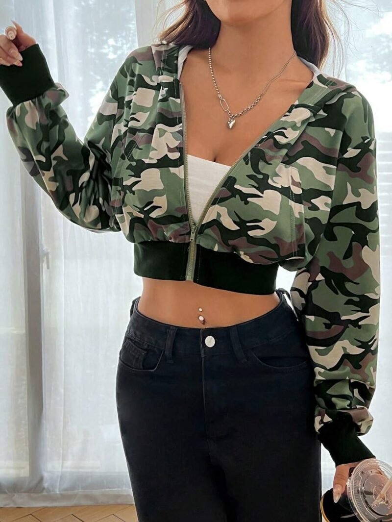 Spring Autumn Camouflage Pattern Hooded