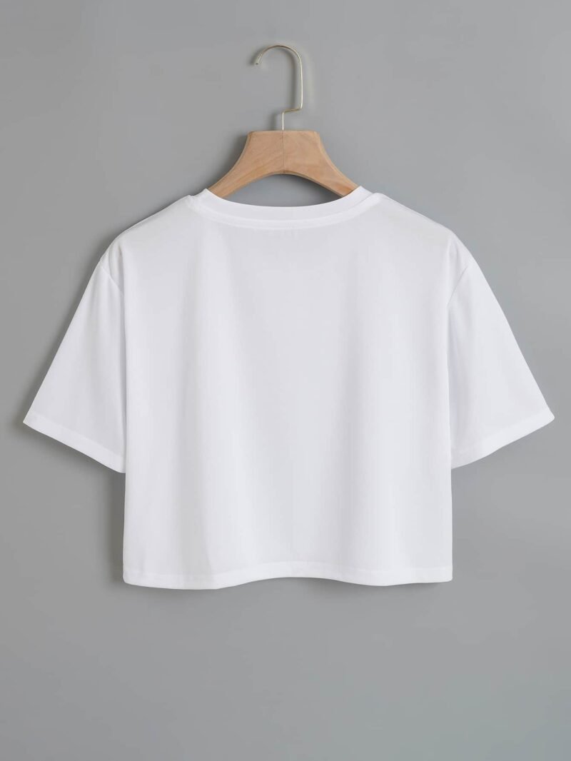Letter Graphic Crop Tee Graphic Tees Women Tops